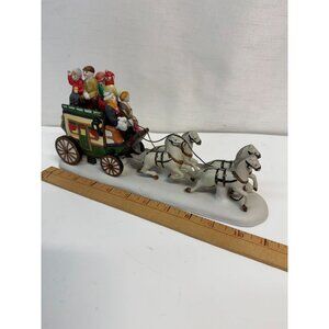 Lemax 4 White Horses Stagecoach Carriage  1983